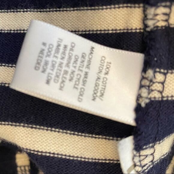 ANN TAYLOR Loft Navy&Tan Striped Tight Knit Dress - Picture 5 of 9